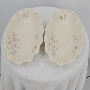 Pfaltzgraff Tea Rose Scalloped Oval Bowl Set Of 2